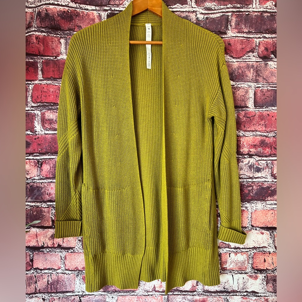 Lululemon Auric Gold Cashlu Knit Sweater Wrap Open Front Cardigan XS/S